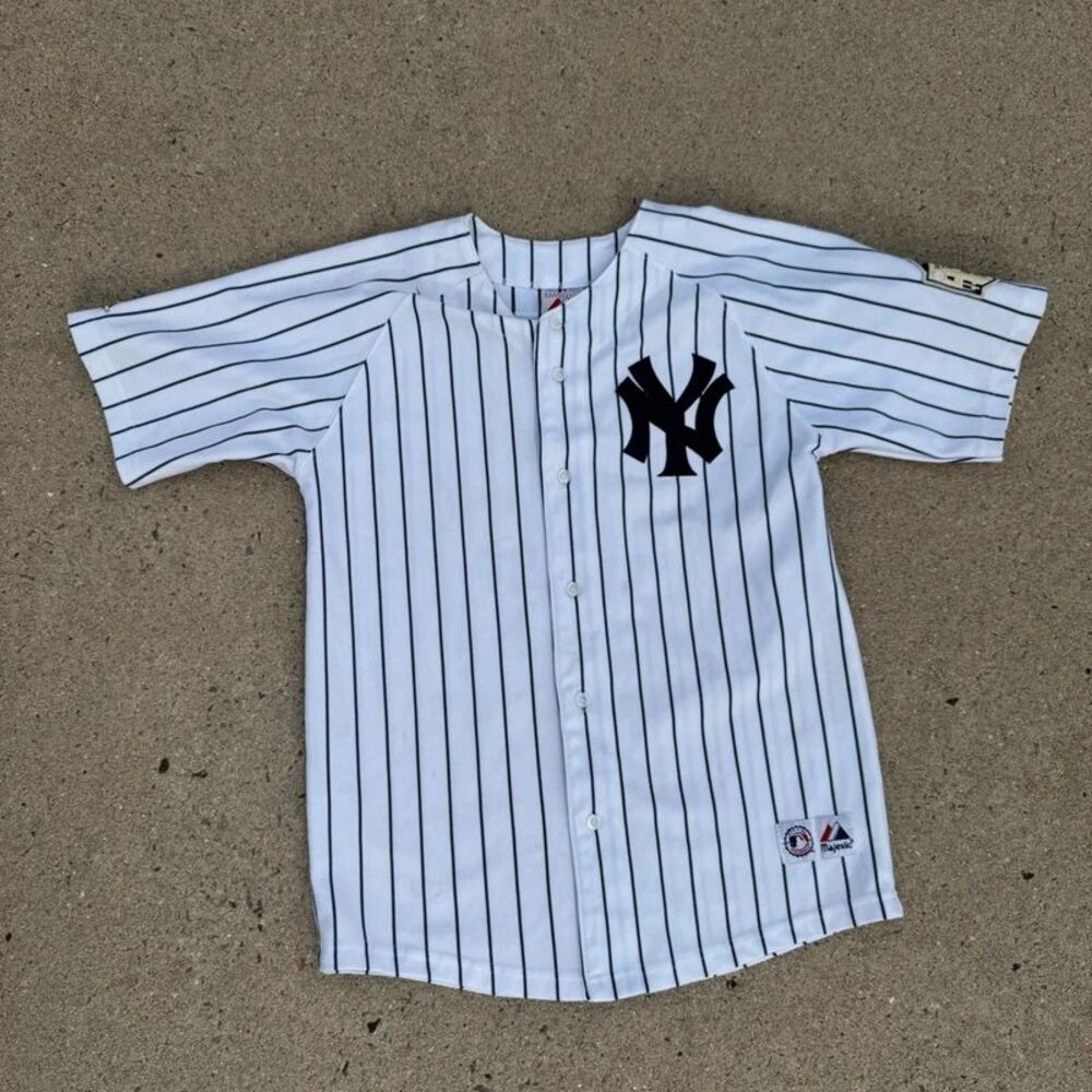 New York Yankees 2008 Jeter Majestic Button Up Jersey Size 14/16